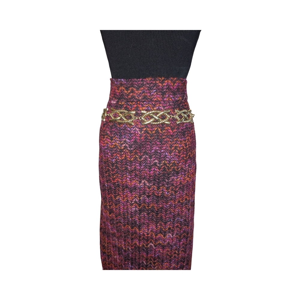 Artsy Boho Handmade Textured Chevron Maxi Skirt, 28" Waist - Picture 4 of 5
